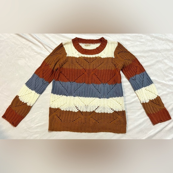 Hem & Thread Sweaters - Hem & Thread Striped Multicolor Women's Fall Autumn Cozy Sweater Size Large